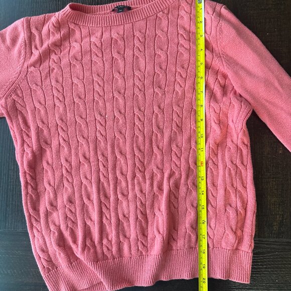 Talbots Pink Cable Knit Button Sleeve Pullover Sweater Women Large Petite - Picture 3 of 5